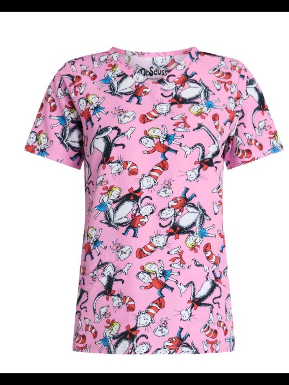 Dr. Seuss Pink All-Over Character Print Scrub Top Medium
